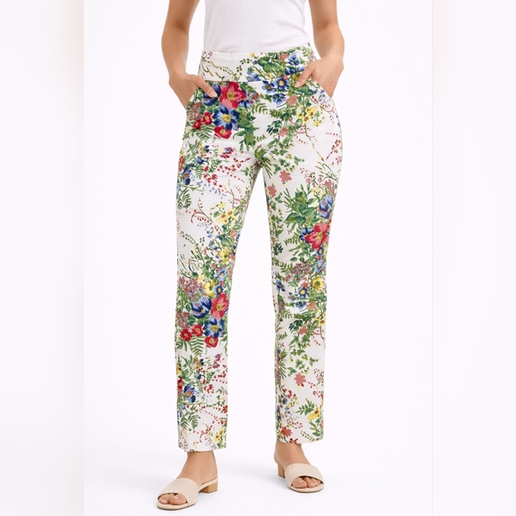 Joseph Ribkoff Pants - Joseph Ribkoff Floral Print Pants Women Size 6 High Waist Cropped Leg
